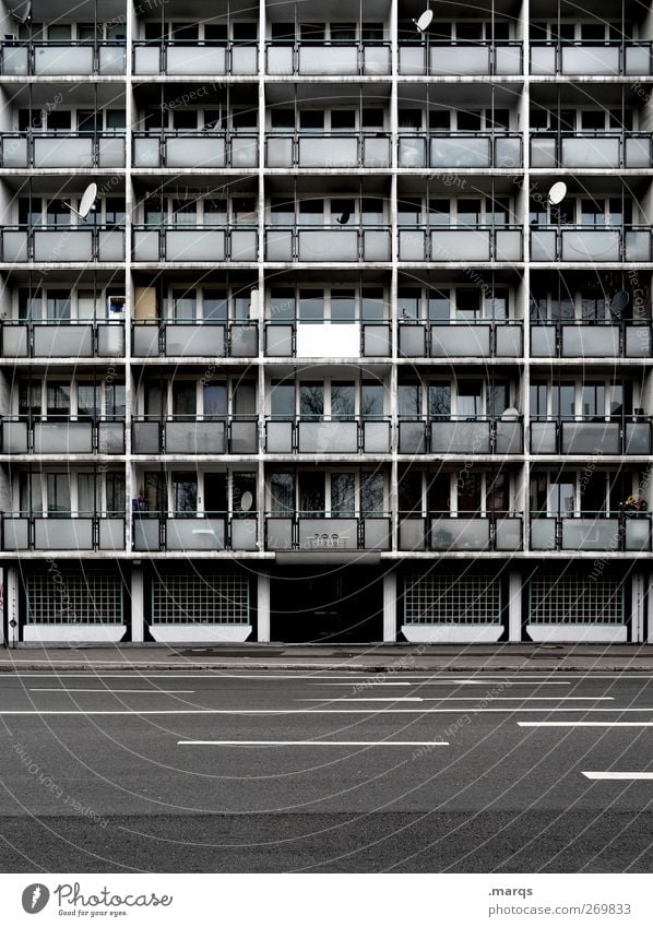 Anonymous Living or residing Freiburg im Breisgau Germany Building Architecture Facade Balcony Window Street Exceptional Threat Dirty Dark Large Creepy Gloomy