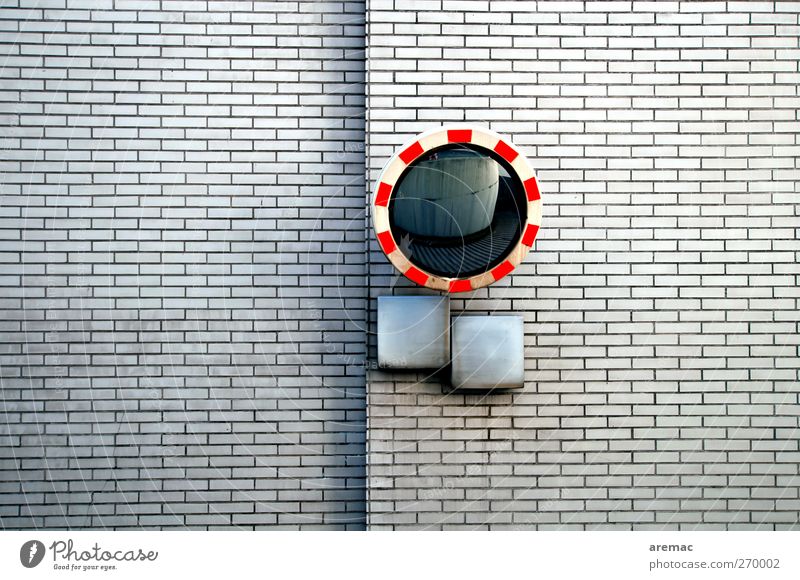 consideration Parking garage Wall (barrier) Wall (building) White Mirror Memory Sandstone Transport Road sign Colour photo Exterior shot Deserted Day