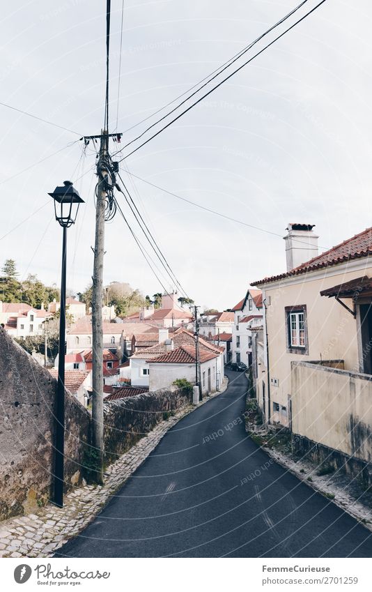 Power pole in the Portuguese city of Sintra Traffic infrastructure Living or residing Portugal Energy industry Electricity pylon Street Lantern