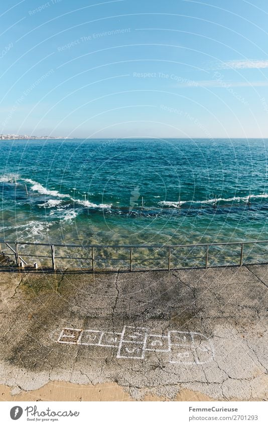 Jumping game heaven and hell in Portugal on the Atlantic Nature Vacation & Travel Travel photography Vacation photo Vacation mood hopscotch Playing Chalk