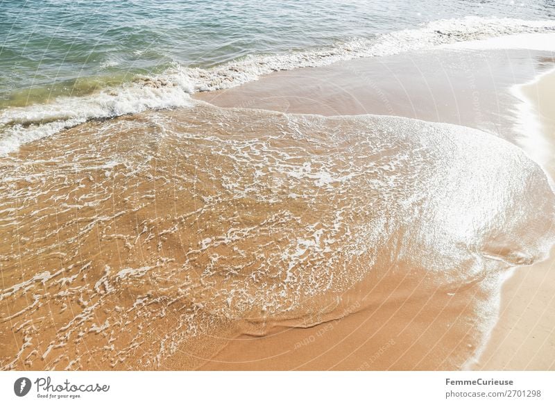 Foaming water of the Atlantic Ocean at a sandy beach Nature Vacation & Travel Sandy beach Waves Portugal Vacation photo Vacation mood Tourism Travel photography