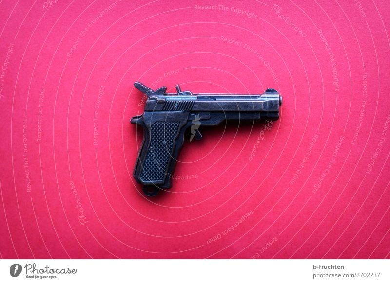 pistol on pink background Toys Aggression Crazy Trashy Pink Dangerous Criminality Handgun Weapon Lie Safety Shot Shoot Signal Signal gun Life Survive