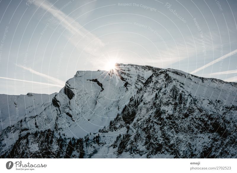 Klewenalp - mountain - sun - back light Environment Nature Landscape Sky Winter Snow Alps Mountain Peak Snowcapped peak Natural Blue Switzerland Tourism Trip