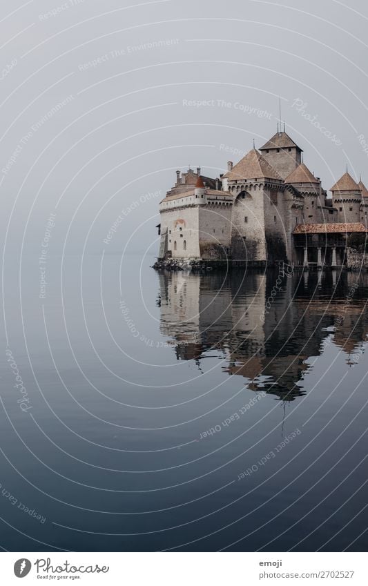 Château de Chillon Environment Nature Autumn Winter Bad weather Lake Castle Tourist Attraction Landmark Old Exceptional Dark Lake Geneva Switzerland Sadness