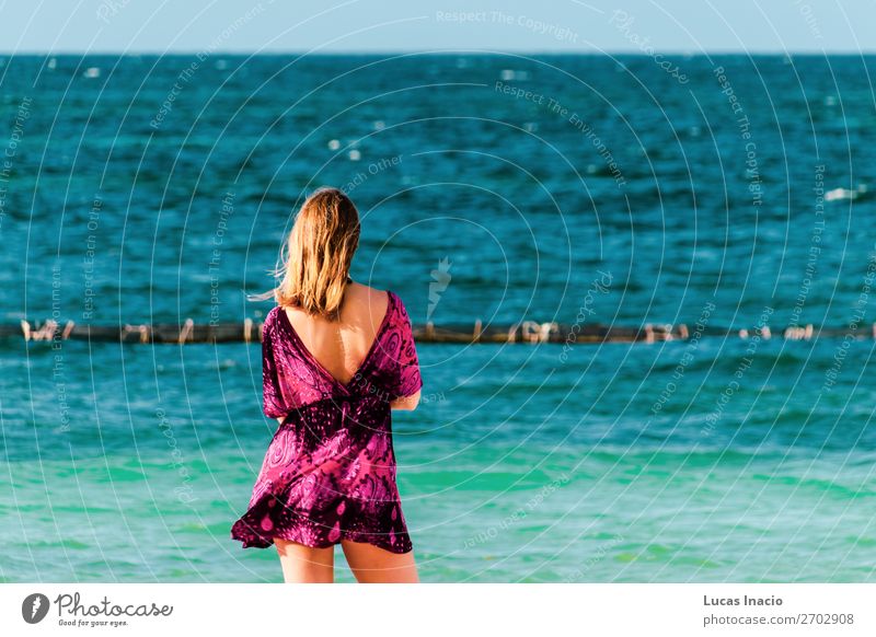 Girl at Bavaro Beaches in Punta Cana, Dominican Republic Happy Vacation & Travel Tourism Summer Ocean Island Woman Adults 1 Human being Environment Nature Sand