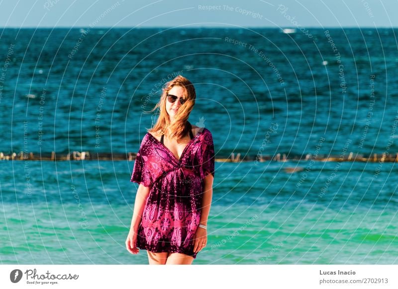 Girl at Bavaro Beaches in Punta Cana, Dominican Republic Happy Vacation & Travel Tourism Summer Ocean Island Woman Adults Environment Nature Sand Coast Blonde