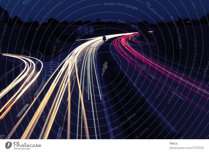 motorway at night Night life Town Transport Means of transport Traffic infrastructure Rush hour Road traffic Motoring Street Highway Bridge Car Driving Speed