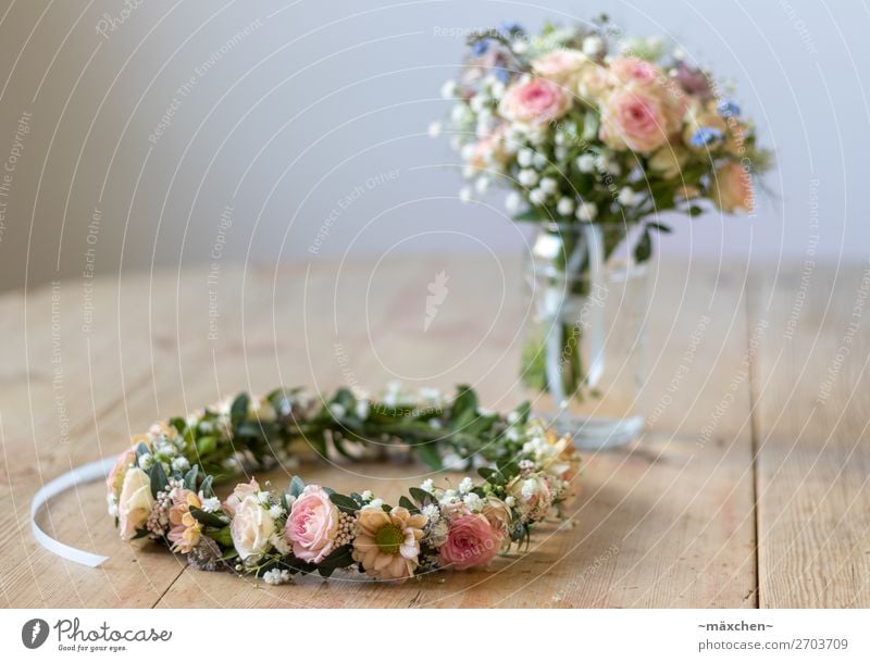 Bridal Bouquet I Plant Flower Grass Bushes Leaf Blossom Jewellery Flower wreath Wreath Fragrance Beautiful Natural Blue Multicoloured Yellow Green Orange Pink