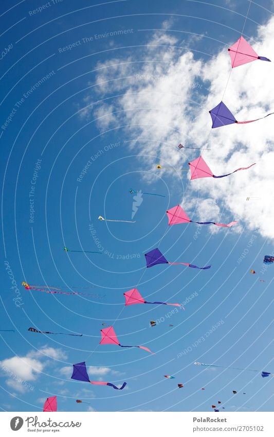 #AS# Wind dancer Art Esthetic Freedom Dragon Kite Hang gliding Kite festival Summer Fuerteventura Sky Flying Many Colour photo Multicoloured Exterior shot