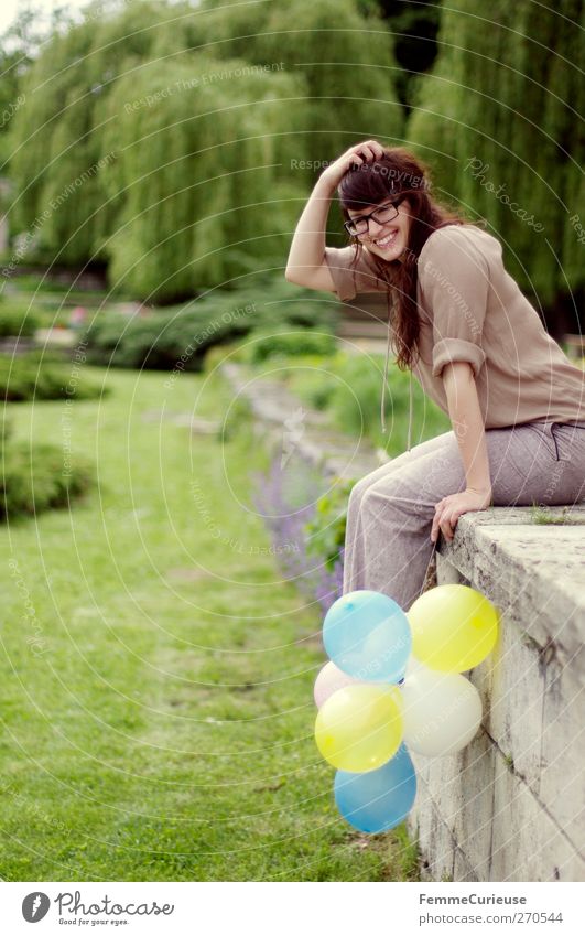 The balloons are already blown up! :-) Feminine Young woman Youth (Young adults) Woman Adults 1 Human being 18 - 30 years Leisure and hobbies Joy Birthday