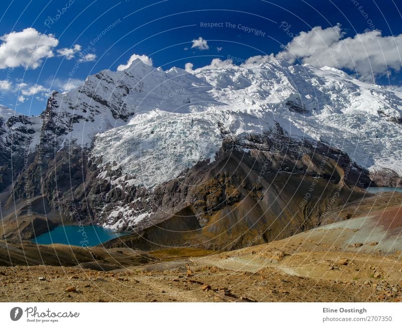 high mountains on the Ausangate trail, Peru Nature Landscape Elements Water Mountain Snowcapped peak Glacier Lake To enjoy Vacation & Travel Fantastic Blue