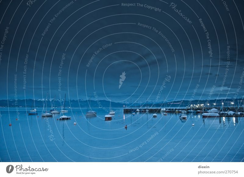 Lake at night, Pt.2. Vacation & Travel Trip Nature Landscape Water Sky Clouds Night sky Lake Constance Wasserburg Village Fishing village Small Town Port City