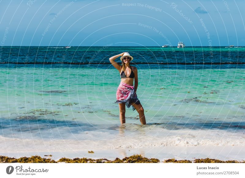 Girl at Bavaro Beaches in Punta Cana, Dominican Republic Happy Vacation & Travel Tourism Summer Ocean Island Woman Adults Environment Nature Sand Coast Blonde