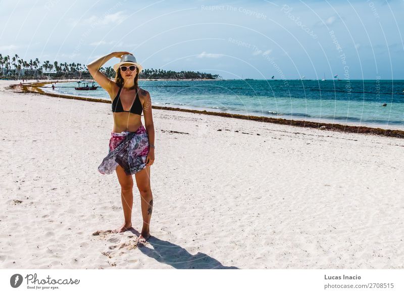 Girl at Bavaro Beaches in Punta Cana, Dominican Republic Happy Vacation & Travel Tourism Summer Ocean Island Woman Adults Environment Nature Sand Coast Blonde