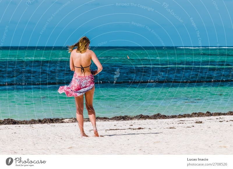 Girl at Bavaro Beaches in Punta Cana, Dominican Republic Happy Vacation & Travel Tourism Summer Ocean Island Woman Adults Environment Nature Sand Coast Blonde