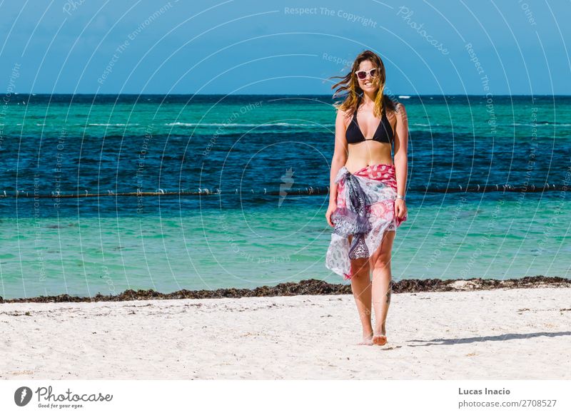 Girl at Bavaro Beaches in Punta Cana, Dominican Republic Happy Vacation & Travel Tourism Summer Ocean Island Woman Adults Environment Nature Sand Coast Blonde