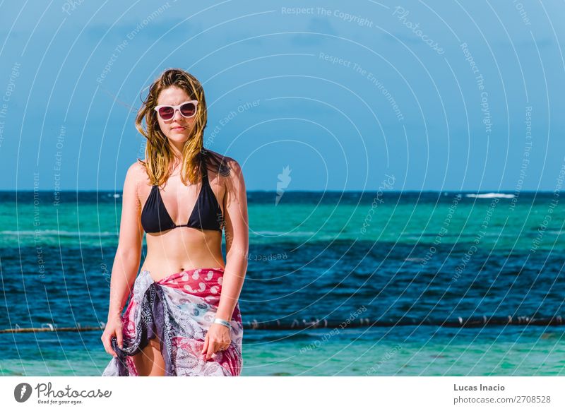 Girl at Bavaro Beaches in Punta Cana, Dominican Republic Happy Vacation & Travel Tourism Summer Ocean Island Woman Adults Environment Nature Sand Coast Blonde