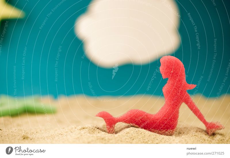 Foam mermaid on the beach Joy Well-being Swimming & Bathing Tourism Summer Summer vacation Sun Sunbathing Ocean Human being Feminine Woman Adults 1 Sand Sky