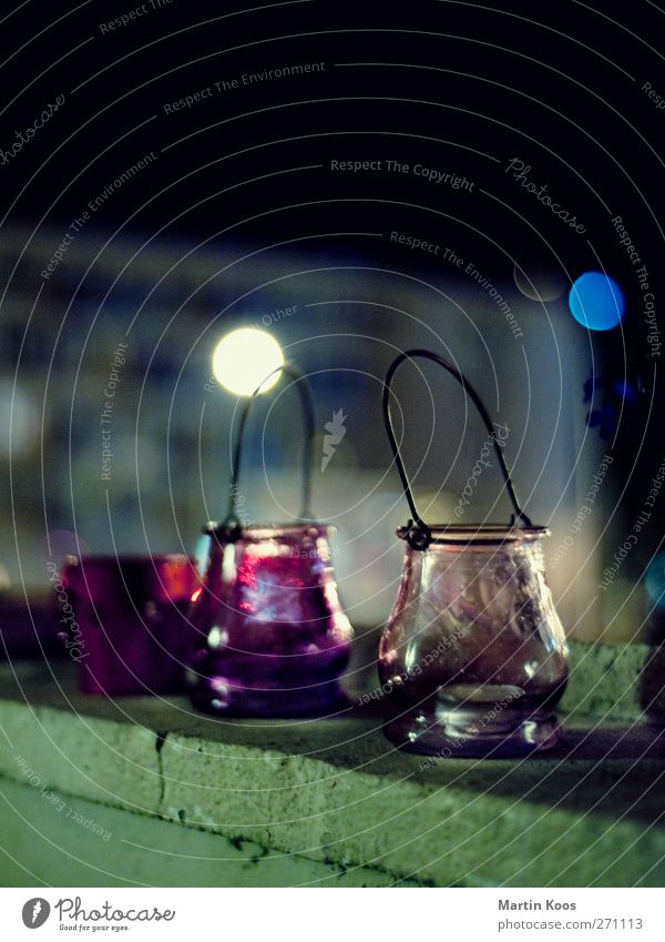 That's two tealight glasses. Living or residing Decoration Night life Balcony Balcony furnishings Dark Cozy Moody Tea warmer candle Tealight holder Glass Blur