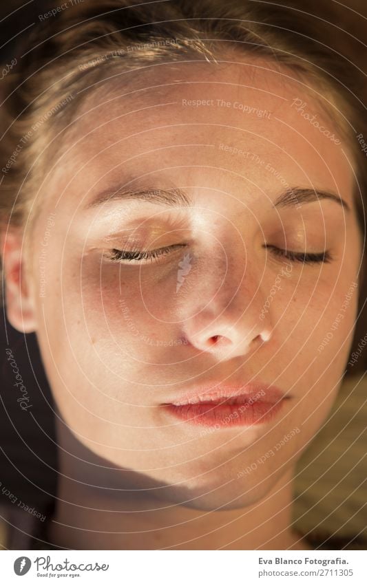 close up outdoors portrait of a beautiful woman Lifestyle Joy Happy Beautiful Skin Face Relaxation Summer Sun Human being Woman Adults Hand Nature Landscape