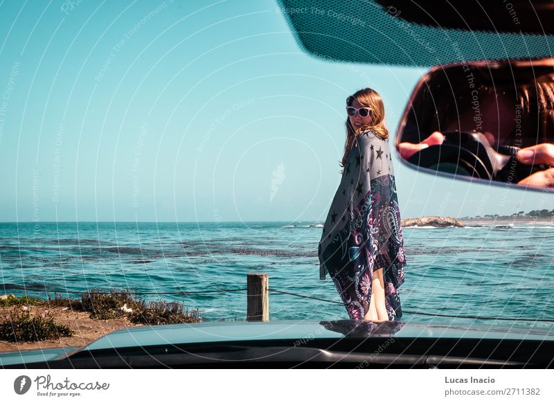 Young Girl near Pacific Ocean in California Vacation & Travel Tourism Trip Adventure Summer Beach Waves Human being Young woman Youth (Young adults) Woman