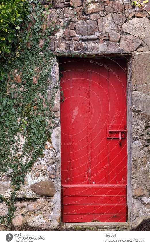 Red door-Sare-France House (Residential Structure) Village Small Town Architecture Facade Door Street Wood Old Authentic Beautiful Uniqueness Green red door