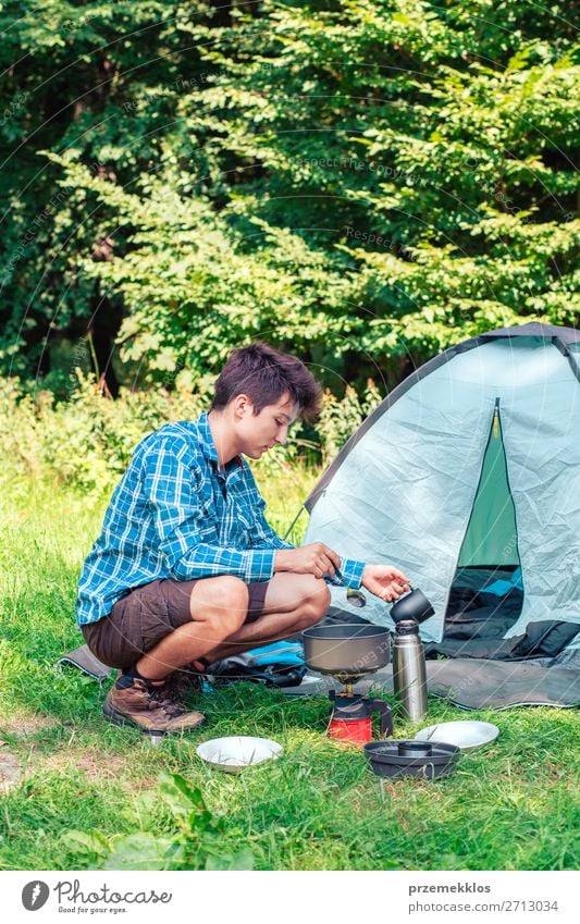 Spending a vacation on camping Lifestyle Relaxation Vacation & Travel Tourism Adventure Camping Summer Summer vacation Man Adults Youth (Young adults) 1