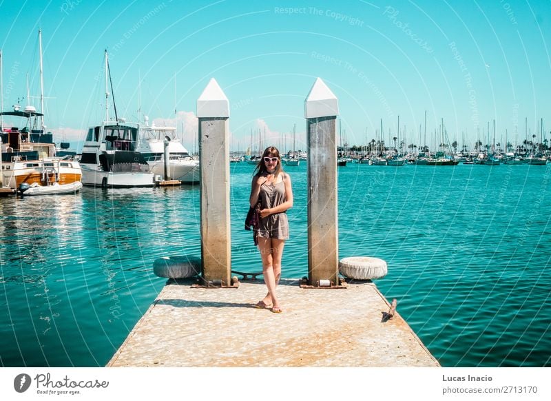 Stylish Girl at Marina in Harbour Island, San Diego Vacation & Travel Tourism Summer Garden Human being Feminine Young woman Youth (Young adults) Woman Adults