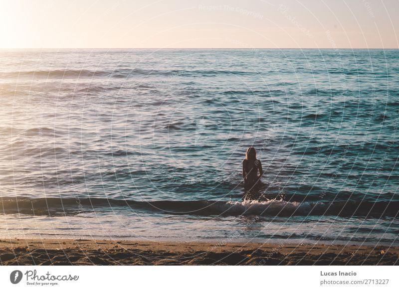 Stylish Girl at the Beach in California Vacation & Travel Tourism Summer Summer vacation Sun Ocean Waves Human being Young woman Youth (Young adults) Woman