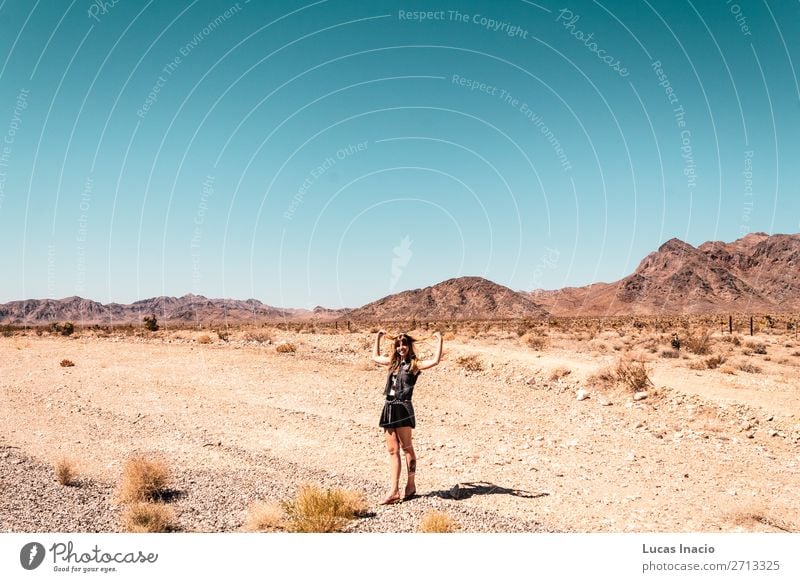 Girl at Mojave Desert near Route 66 in California Vacation & Travel Tourism Summer Human being Feminine Young woman Youth (Young adults) Woman Adults 1 Blonde