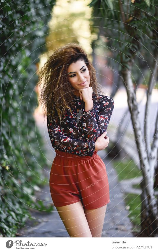 Beautiful young arabic woman with black curly hairstyle. Lifestyle Style Hair and hairstyles Human being Feminine Young woman Youth (Young adults) Woman Adults