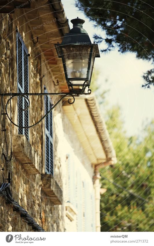 Lane Romanticism II Village Small Town Esthetic Spain Alley Lamp Lamplight Lantern Wall (building) South Vacation mood Vacation destination Majorca Shadow play