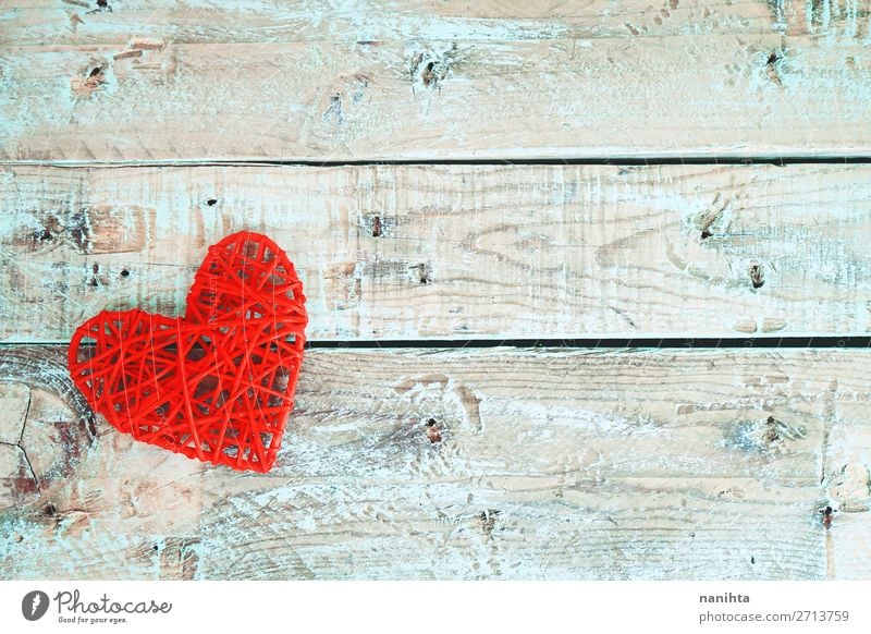 Valentine's day background with red hearts Design Decoration Valentine's Day Wood Heart Love Happiness Fresh Healthy Beautiful Uniqueness Cute Red Turquoise