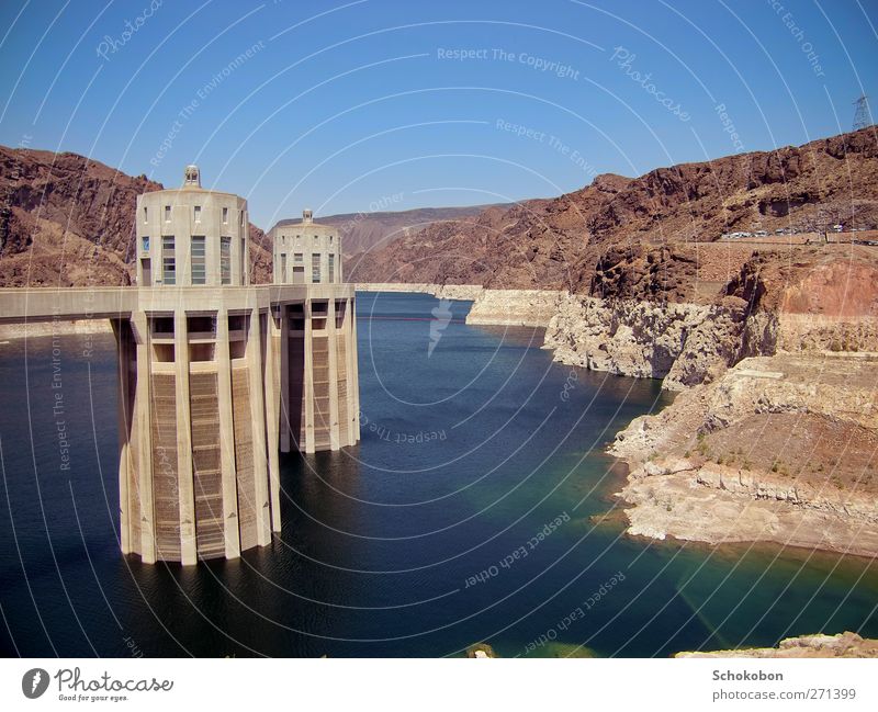 Hoover Dam.01 Sightseeing Ocean Mountain Technology Energy industry Renewable energy Hydroelectric  power plant Architecture Landscape Air Water Cloudless sky