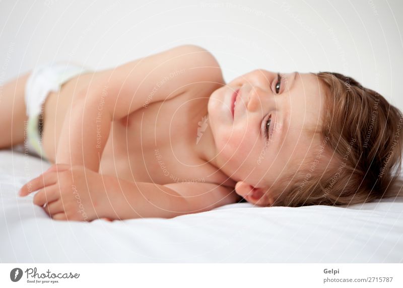 Baby with one years old getting out of bed Joy Happy Beautiful Skin Face Life Child Human being Toddler Boy (child) Man Adults Infancy Smiling Sleep Happiness