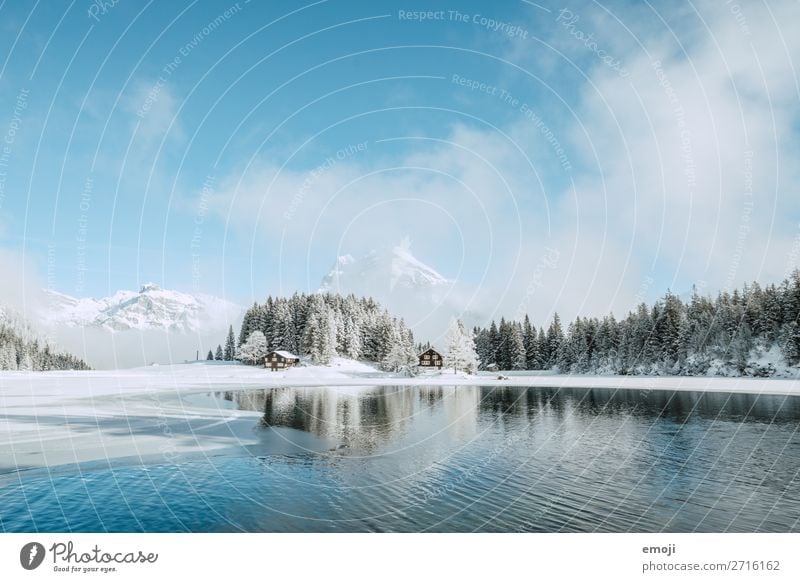 Arnisee IV Environment Nature Landscape Winter Beautiful weather Snow Tree Mountain Lake Exceptional Natural Blue White Tourism Calm Mountain lake Lake Arnis