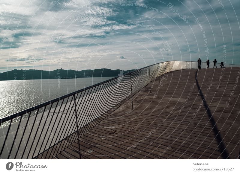 Lisbon architecture Architecture Portugal throw shadows shadow cast Shadow play people Exterior shot Light Colour photo Bridge Bridge railing Day Sunlight