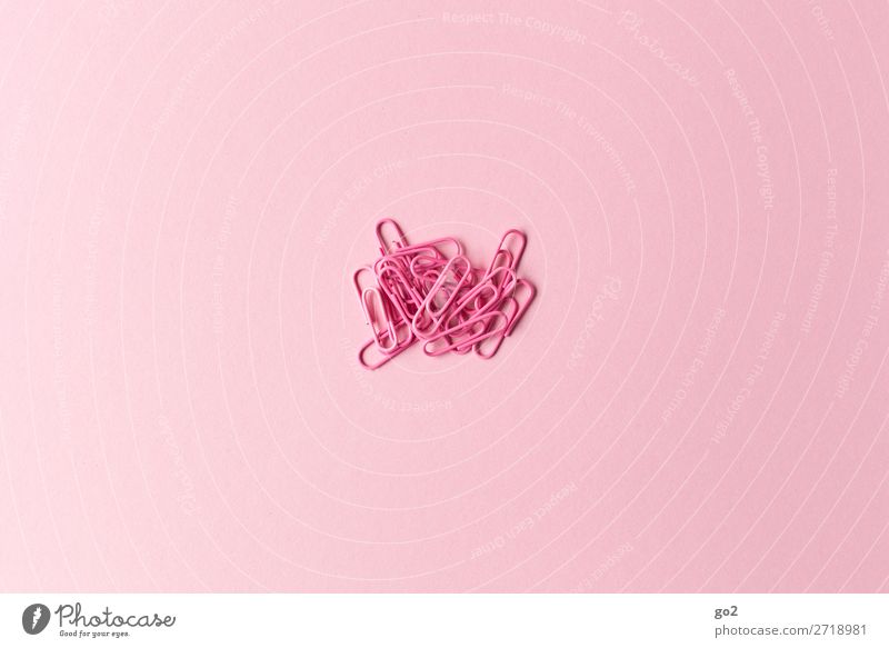 Pink paperclips Office work Stationery Paper Paper clip Esthetic Chaos Colour Inspiration Creativity Arrangement Colour photo Interior shot Studio shot Close-up