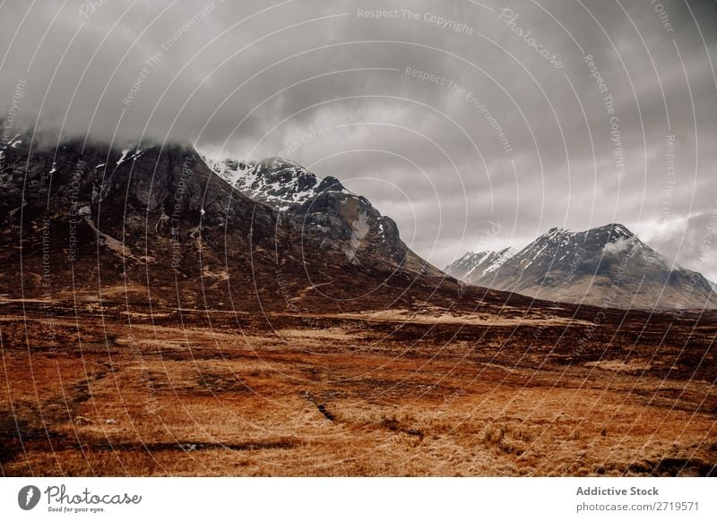 Foggy mountains and dry grass Mountain Clouds Grass Dry Nature Landscape Natural Vacation & Travel Rock Tourism Stone Scotland Forest Field Meadow Vantage point