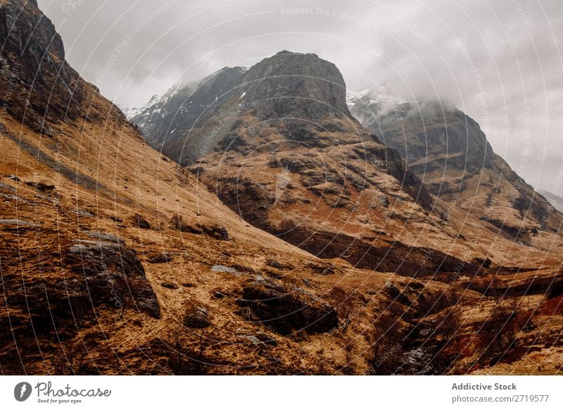 Foggy mountains and dry grass Mountain Clouds Grass Dry Nature Landscape Natural Vacation & Travel Rock Tourism Stone Scotland Forest Field Meadow Vantage point