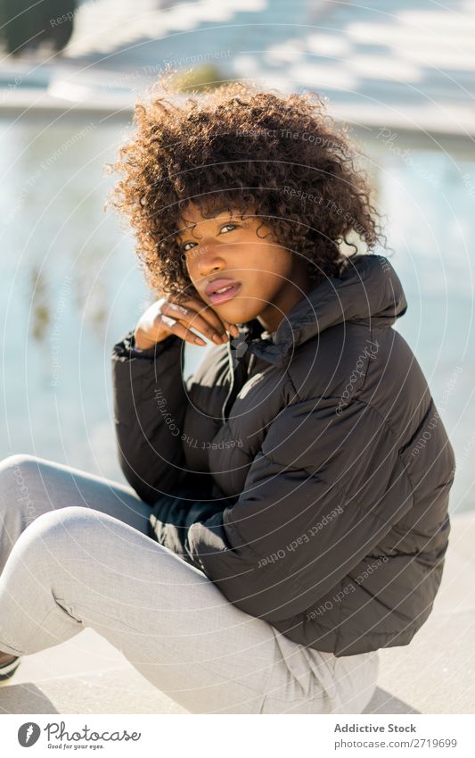 Stylish woman at city pond Woman Ethnic pretty Beautiful Youth (Young adults) Pond Park Cool (slang) City Town Style Portrait photograph Human being Attractive