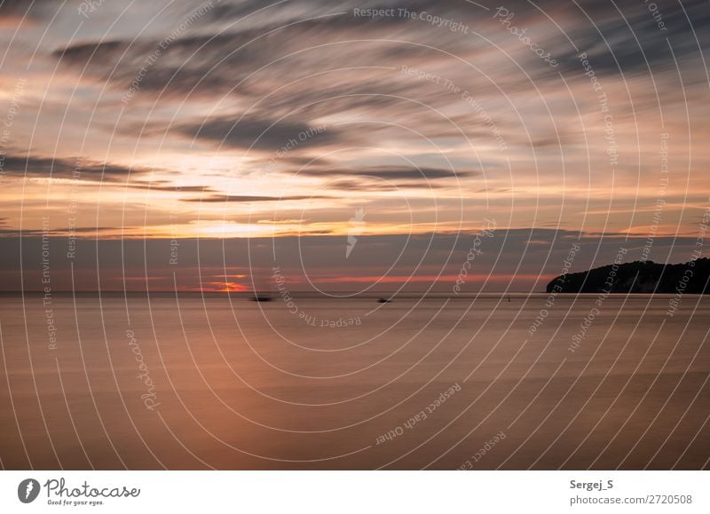 Blurred Nature Landscape Air Water Sky Clouds Horizon Sunrise Sunset Coast Beach Baltic Sea Island Rügen Binz Germany Deserted Boating trip Sailboat Small