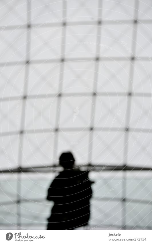 UT Stuttgart | Heidelberg - Wait And See 1 Human being Town White Surrealism Glass Roof Steel Colour photo Subdued colour Exterior shot Copy Space top Contrast