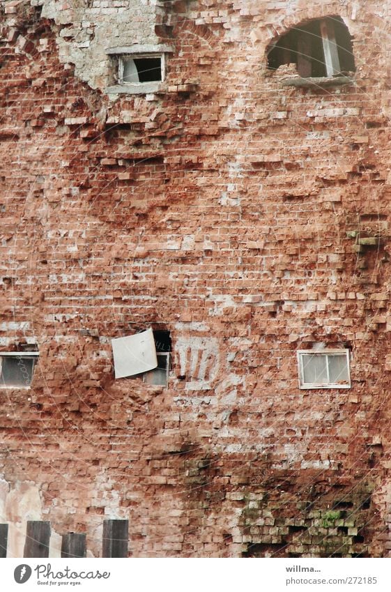 Keeping up the facade just before collapse House (Residential Structure) Building Wall (barrier) Wall (building) Facade Window Brick wall Hideous Broken Town