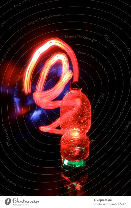 red light bottle Beverage Cold drink Drinking water Bottle Illuminate Red Colour photo Interior shot Night Artificial light Light Light (Natural Phenomenon)