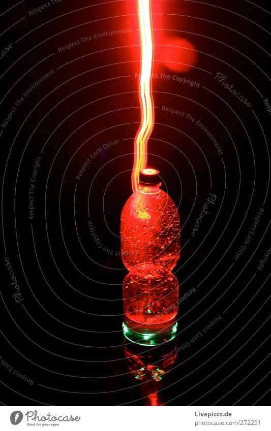 red light bottle Beverage Cold drink Drinking water Bottle Illuminate Red Colour photo Interior shot Night Artificial light Light Light (Natural Phenomenon)