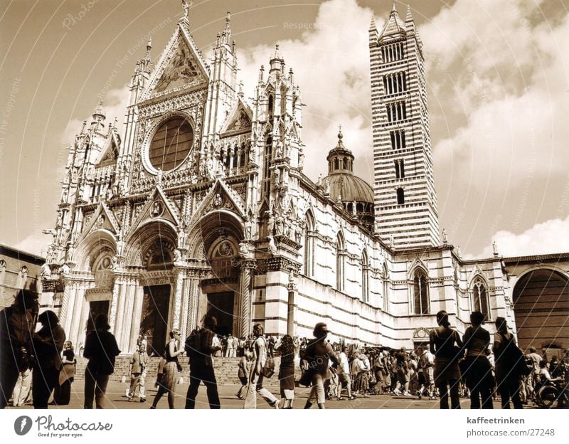 Sienna - Italy Tourist Attraction Europe Siena Dome Marble Mediterranean Sepia Black & white photo