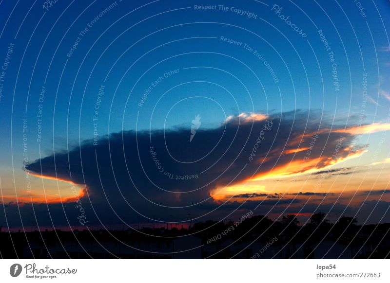 After the thunderstorm Environment Nature Elements Sky Clouds Storm clouds Horizon Summer Weather Bad weather Thunder and lightning Dark Gigantic Bright Blue