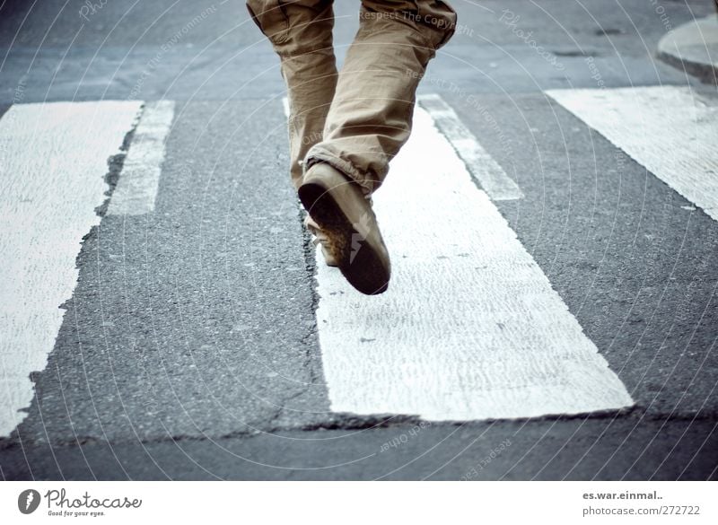 be in progress Walking Zebra crossing Going Speed Colour photo Subdued colour Legs Trouser leg Haste Dynamics Traverse