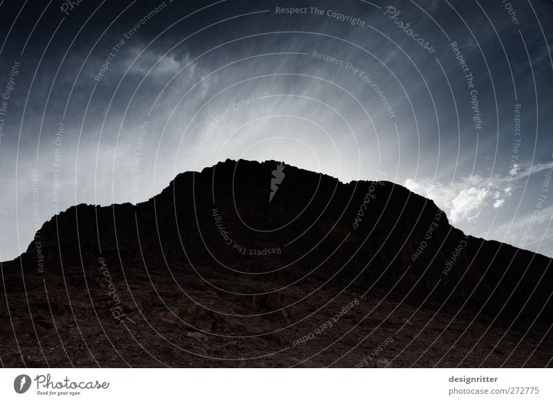 Horeb Environment Nature Landscape Sky Clouds Rock Mountain Mount Sinai Moseberg Mose-Berg Peak Egypt Sinai peninsula Asia Africa Dark Large Tall Hope Belief